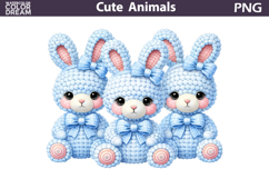 Cute Bunny Blue Bow Clipart | Easter Animal Sublimation Product Image 1