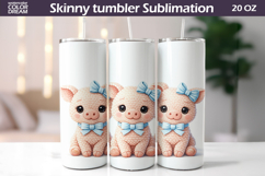 Blue Bow Pig Tumbler Design | Farm Sublimation Product Image 1