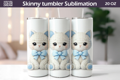 Blue Bow Kitten Tumbler Design | Cat Sublimation Product Image 1