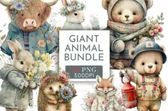 Animals and Teddy Watercolour Clipart PNG 54 Product Image 1