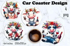 Funny cow raund Coaster Sublimation |cute summer animals Product Image 1