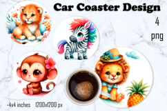 Cute animal Coaster, Cute animal Coasters Sublimation Product Image 1