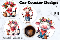 Funny cow raund Coaster Sublimation |cute summer animals Product Image 1