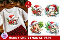 Watercolor Christmas Cute mammoth Animals clipart Product Image 1