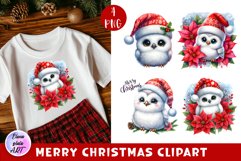 Watercolor Christmas Cute owl Animals clipart Product Image 1
