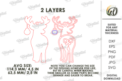 Christmas Animal Tree Ornament Laser Cut. Reindeer SVG Product Image 2