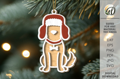 Christmas Animal Tree Ornament Laser Cut. Dog SVG Product Image 1