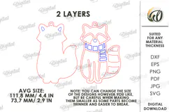 Christmas Animal Tree Ornament Laser Cut. Raccoon SVG Product Image 2