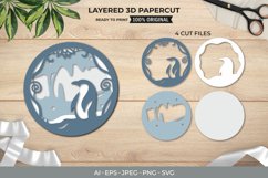 3D Papercut Penguin in The Nature Layered Template Product Image 1