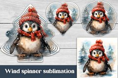 Christmas penguin wind spinner sublimation design, Christmas animals wind spinner sublimation, sublimation wind spinner.