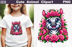 Zebra Flowers Clipart | Cute Zebra Sublimation Product Image 1