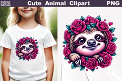 Sloth Flowers Clipart | Cute Sloth Sublimation Product Image 1
