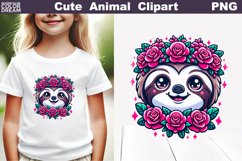 Sloth Flowers Clipart | Cute Sloth Sublimation Product Image 1