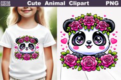 Panda Flowers Clipart | Cute Panda Sublimation Product Image 1