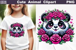 Panda Flowers Clipart | Cute Panda Sublimation Product Image 1
