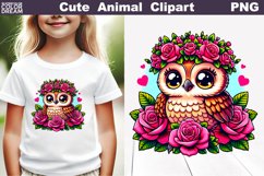 Owl Flowers Clipart | Cute Owl Sublimation Product Image 1