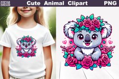Koala Flowers Clipart | Cute Koala Sublimation Product Image 1