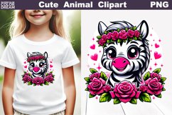 Zebra Flowers Clipart | Cute Zebra Sublimation Product Image 1
