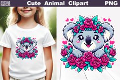 Koala Flowers Clipart | Cute Koala Sublimation Product Image 1