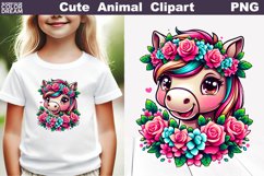 Horse Flowers Clipart | Cute Horse Sublimation Product Image 1