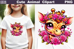 Giraffe Flowers Clipart | Cute Giraffe Sublimation Product Image 1