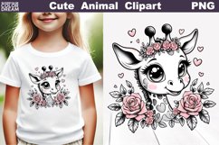 Giraffe Flowers Clipart | Cute Giraffe Sublimation Product Image 1