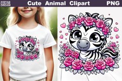 Zebra Flowers Clipart | Cute Zebra Sublimation Product Image 1