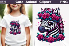 Zebra Flowers Clipart | Cute Zebra Sublimation Product Image 1