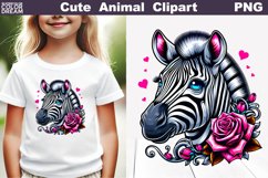 Zebra Flowers Clipart | Cute Zebra Sublimation Product Image 1