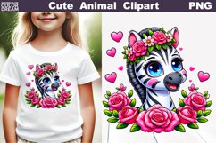 Zebra Flowers Clipart | Cute Zebra Sublimation Product Image 1