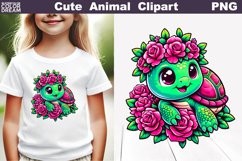 Turtle Flowers Clipart | Cute Turtle Sublimation Product Image 1