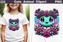 Turtle Flowers Clipart | Cute Turtle Sublimation Product Image 1