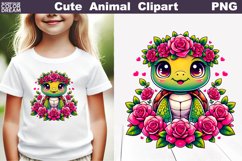 Turtle Flowers Clipart | Cute Turtle Sublimation Product Image 1