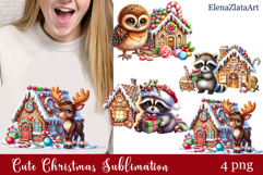 Cute cristmas animal watercolor clipart PNG Product Image 1