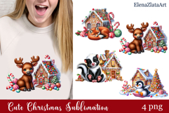 Cute cristmas animal watercolor clipart PNG Product Image 1
