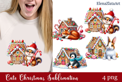 Cute cristmas animal watercolor clipart PNG Product Image 1