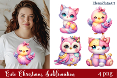 Cute animal watercolor patchwork clipart PNG Product Image 1