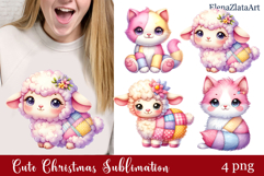 Cute animal watercolor patchwork clipart PNG Product Image 1
