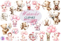 Animal clipart, Cute baby Watercolor clipart Product Image 1