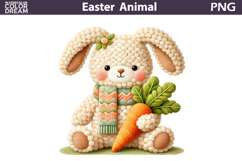 Easter Bunny Clipart | Carrot Rabbit Sublimation Product Image 1