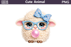 Baby Animal Easter Clipart | Lamb Bow Glasses Bubble Gum Product Image 1