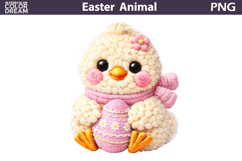 Easter Chick Clipart PNG | Pink Spring Sublimation Product Image 1