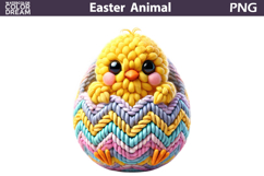 Easter Chick Egg Clipart PNG | Pastel Yarn Sublimation Product Image 1