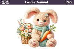 Easter Bunny Clipart PNG | Spring Floral Sublimation Product Image 1