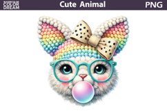 Baby Animal Easter Clipart | Bunny Bow Glasses Bubble Gum Product Image 1