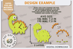 Laser Cut Dinosaur Wall Clock Design. Animal Wall Clock SVG Product Image 2