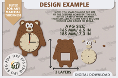 Laser Cut Bear Wall Clock Design. Animal Wall Clock SVG Product Image 2