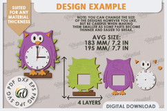 Laser Cut Owl Wall Clock Design. Animal Wall Clock SVG Product Image 2