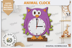 Laser Cut Owl Wall Clock Design. Animal Wall Clock SVG Product Image 1