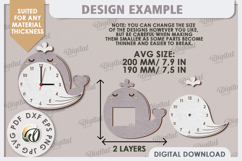 Laser Cut Whale Wall Clock Design. Animal Wall Clock SVG Product Image 2